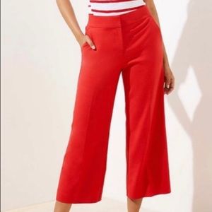LOFT red wide leg crop pants NWT